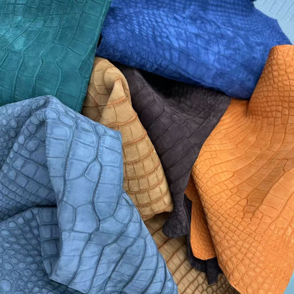 Navy Blue NuBuck Gator - Sunny Exotic Leathers