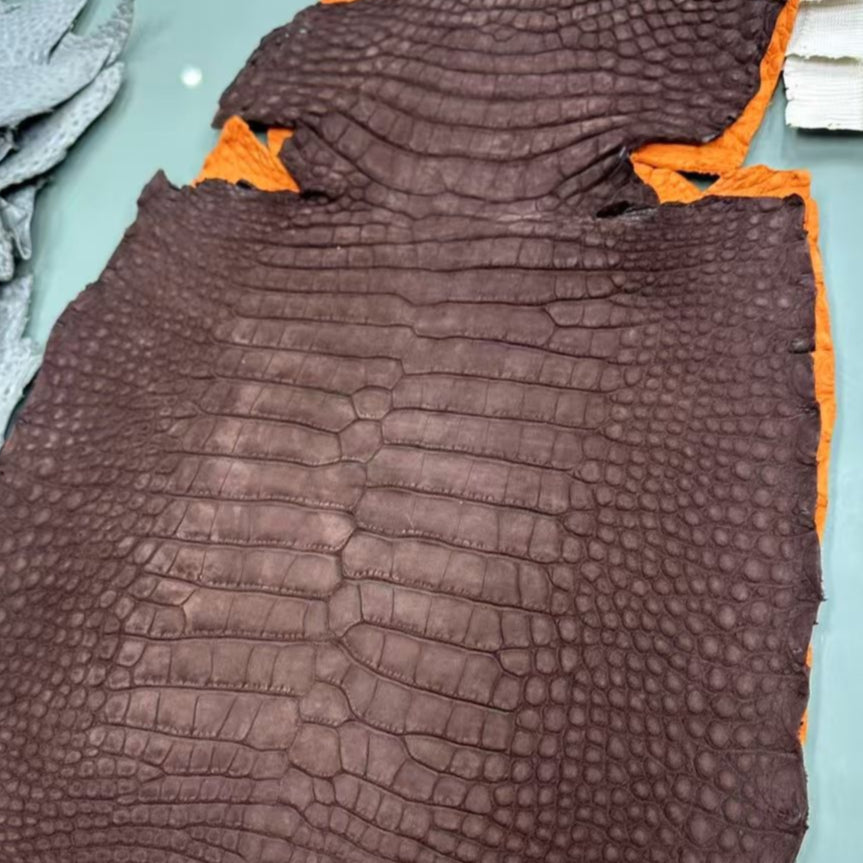 Brown Nubuck Gator - Sunny Exotic Leathers