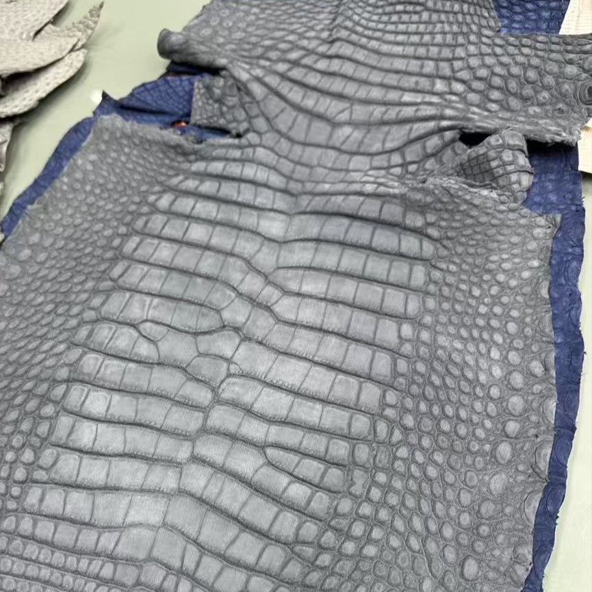 Ash Grey Nubuck Gator - Sunny Exotic Leathers