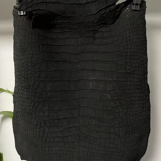 Black Nubuck Finished Gator - Sunny Exotic Leathers