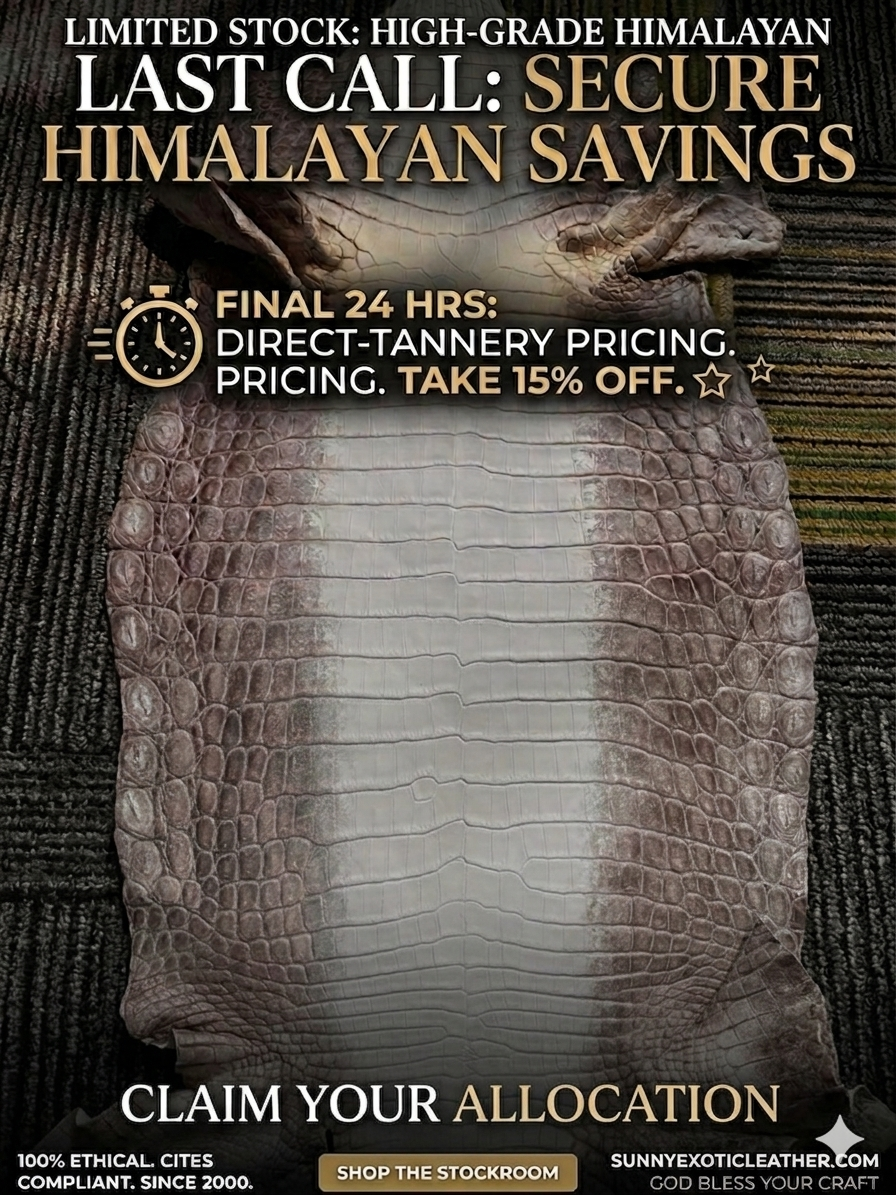 Himalayan Croc Matte Finished Skin (Brown) - Sunny Exotic Leathers