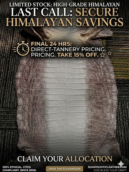 Himalayan Croc Matte Finished Skin (Brown) - Sunny Exotic Leathers