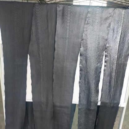 Python Reticuled Black Finish - Sunny Exotic Leathers