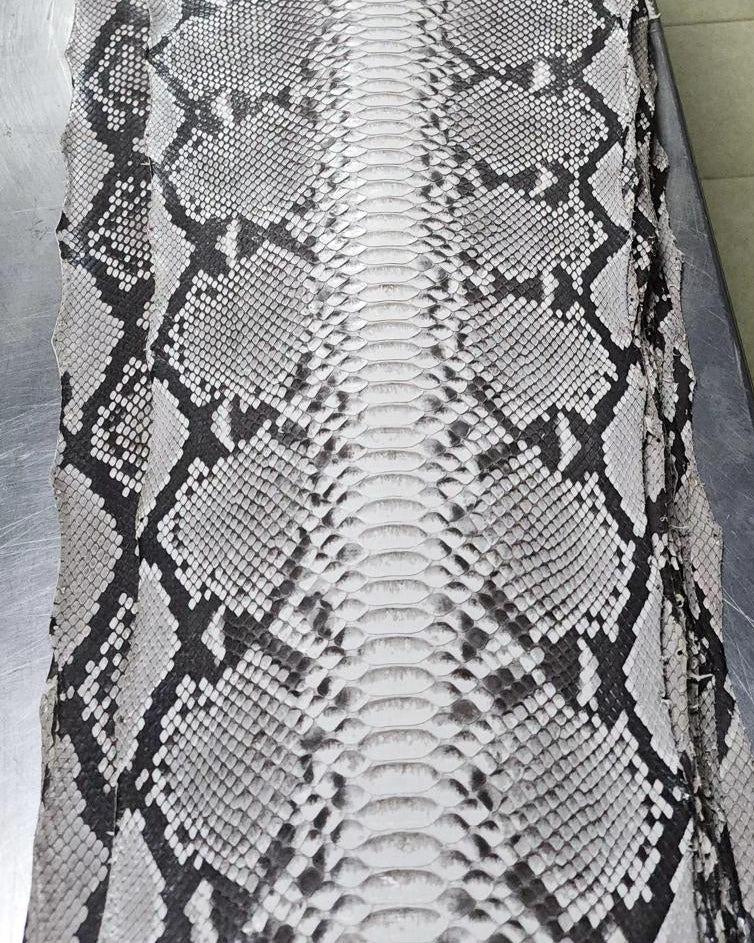 Matte Reticulated Python Skin — Grade 1/2 | Natural & Black - Sunny Exotic Leathers