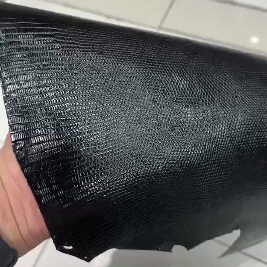 Premium Black Ring Lizard Skin | Grade 1 Varanus Salvator Exotic