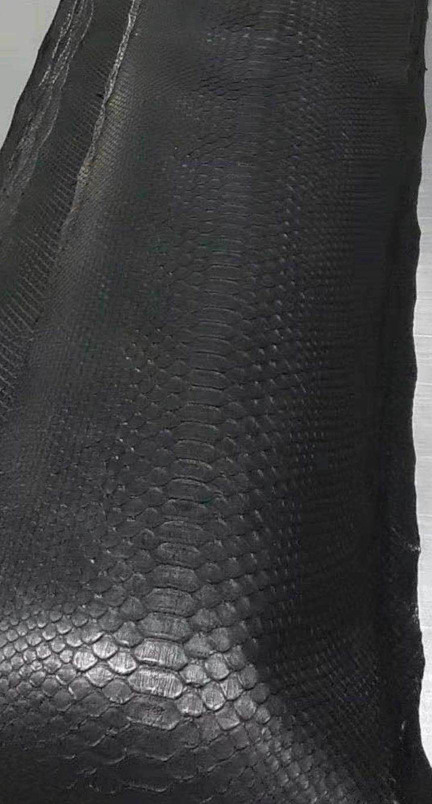 Python Reticuled Black Finish - Sunny Exotic Leathers