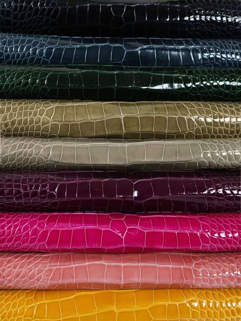 Exotic crocodile leather tanning and finishes in luxury leather