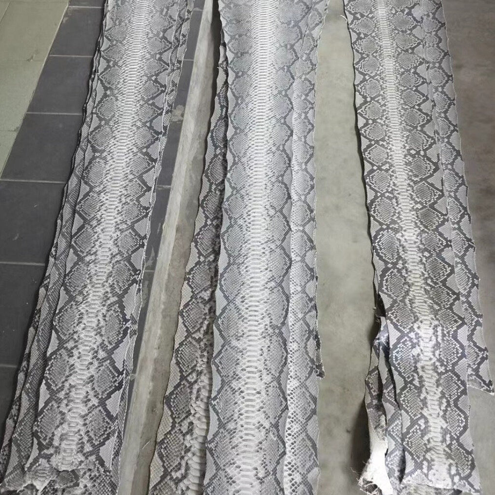Real Python Exotic Leather Snake Skin Finished Leather Tanned Snake Hide Genuine Reticulatus Python Natural Color - Sunny Exotic Leathers